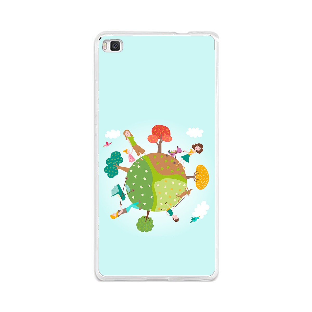 Funda Gel Tpu para Huawei P8 Lite Diseño Familia Dibujos