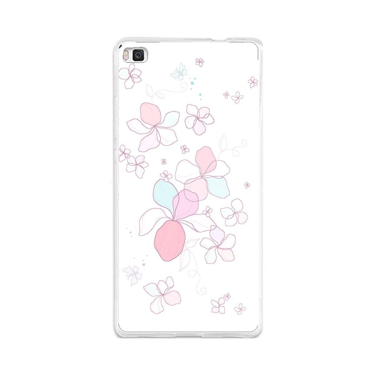 Funda Gel Tpu para Huawei P8 Lite Diseño Flores Minimal Dibujos