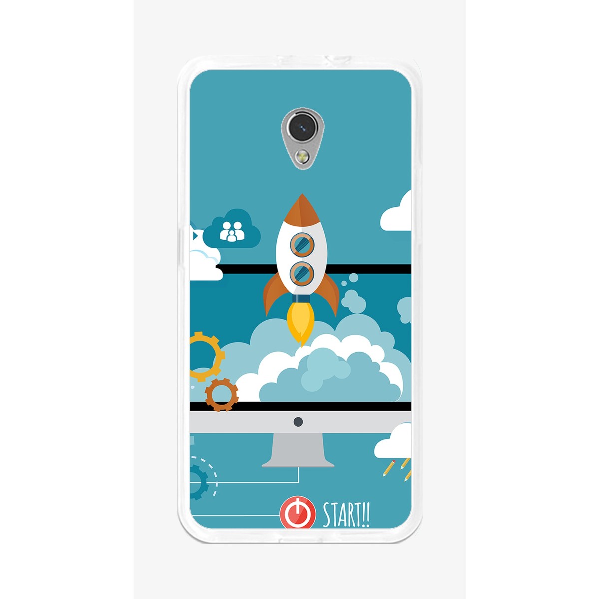 Funda Gel Tpu para Zte Blade V7 Diseño Cohete Dibujos