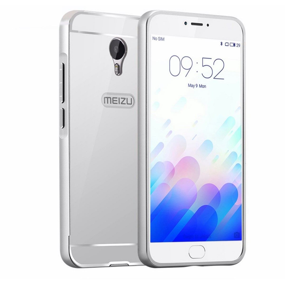 Funda Bumper Plata Aluminio + Tapa Trasera para Meizu M3 Mini / M3S 5"