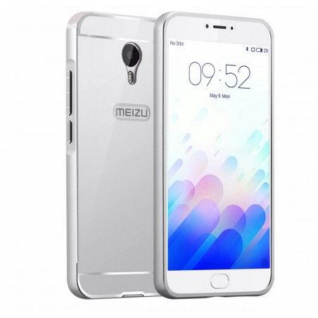 Funda Bumper Plata Aluminio + Tapa Trasera para Meizu M3 Mini / M3S 5"