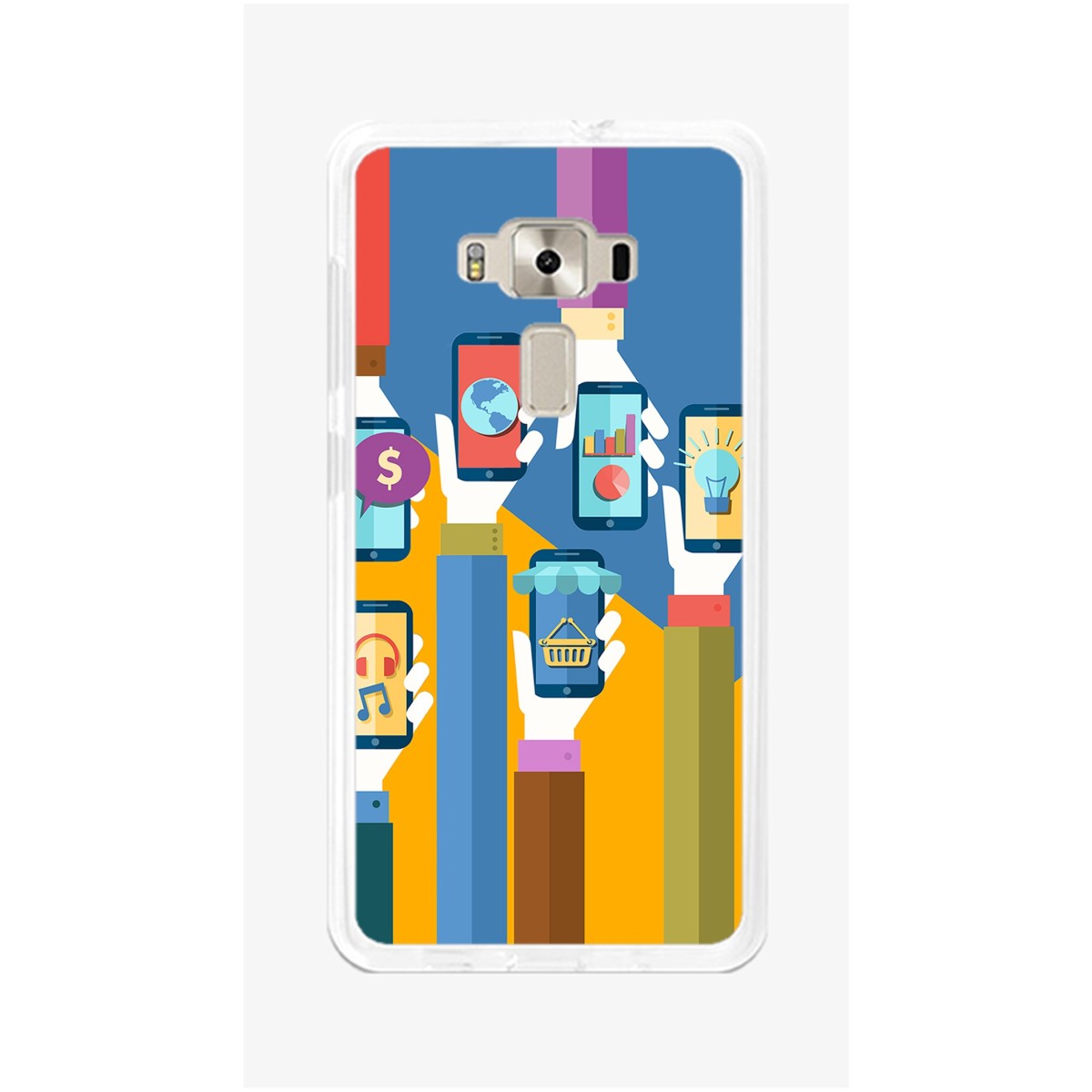 Funda Gel Tpu para Asus Zenfone 3 5.5" Ze552Kl Diseño Apps Dibujos