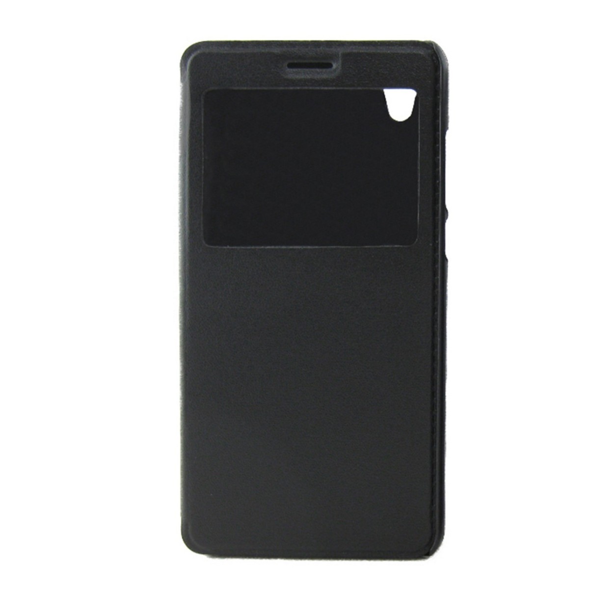 Funda Soporte Piel Negra Con Ventana para Huawei Y6 II / Honor 5A Flip Libro