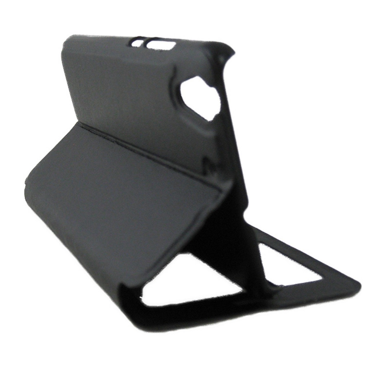 Funda Soporte Piel Negra Con Ventana para Huawei Y6 II / Honor 5A Flip Libro