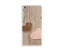 Funda Gel Tpu para Huawei P8 Lite Diseño Corazones Madera Dibujos
