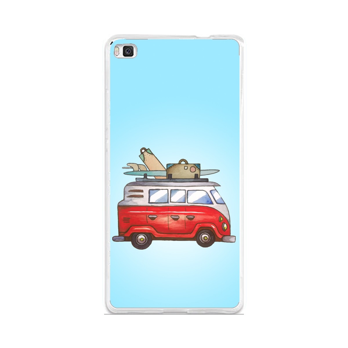 Funda Gel Tpu para Huawei P8 Lite Diseño Furgoneta Dibujos