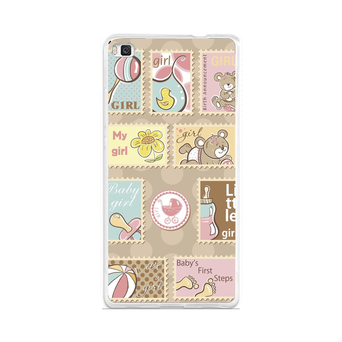 Funda Gel Tpu para Huawei P8 Lite Diseño Sellos Dibujos