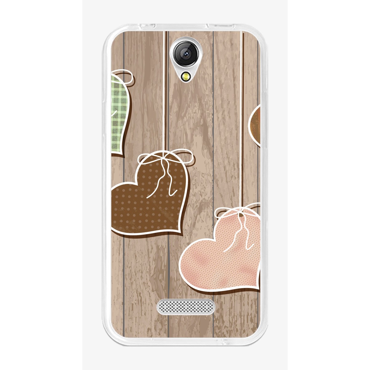 Funda Gel Tpu para Doogee X6S / X6 / X6 Pro Diseño Corazones Madera Dibujos