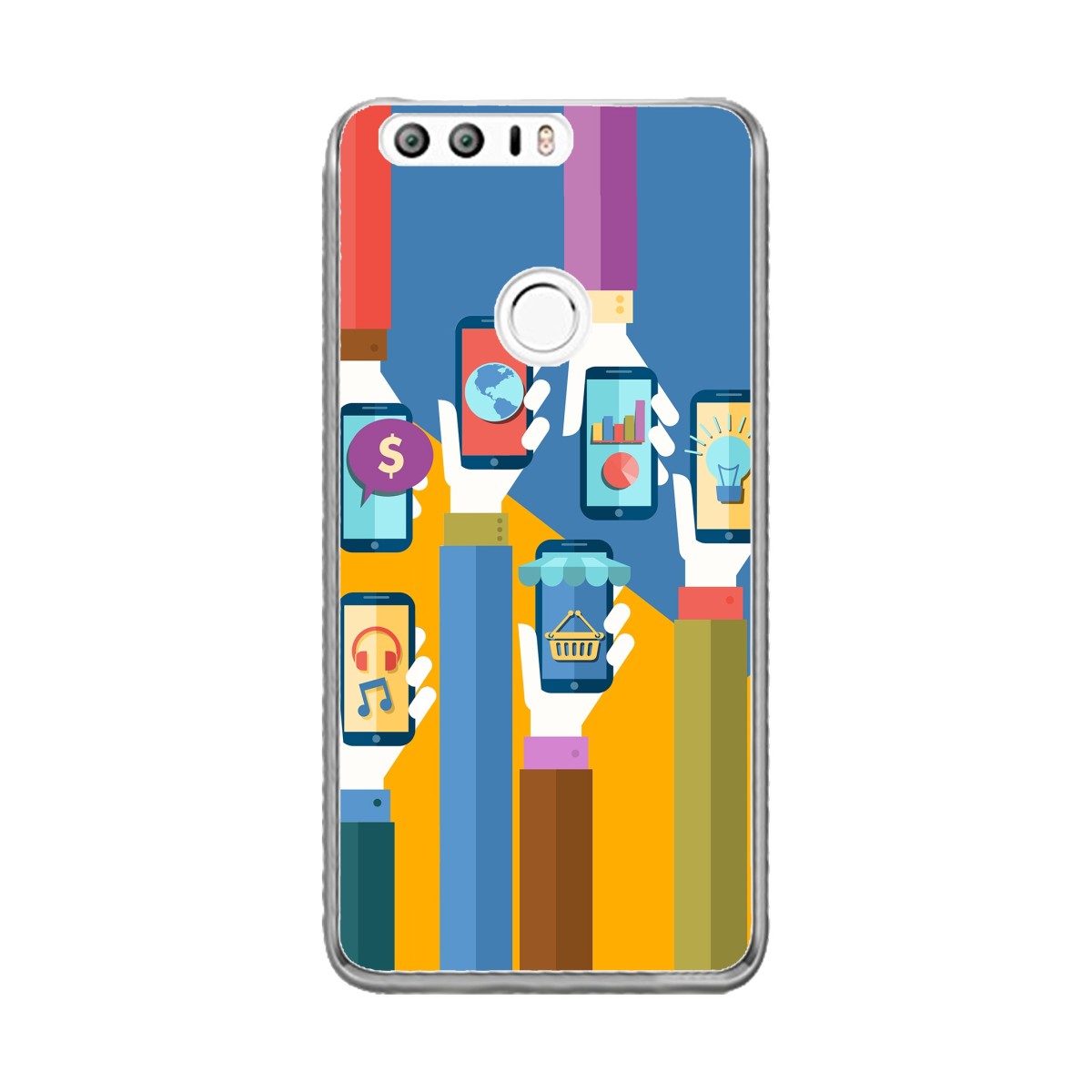 Funda Gel Tpu para Huawei Honor 8 Diseño Apps Dibujos