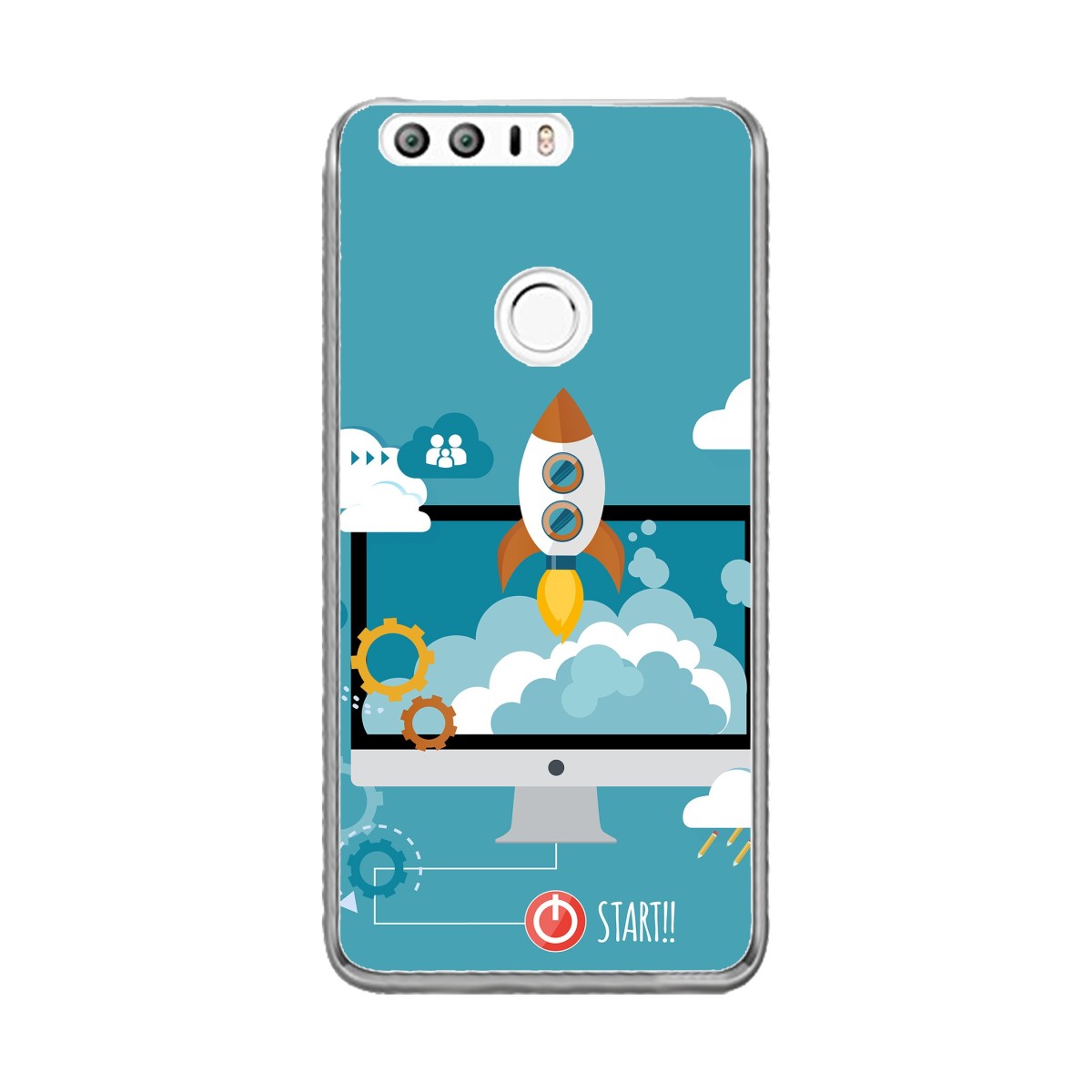 Funda Gel Tpu para Huawei Honor 8 Diseño Cohete Dibujos