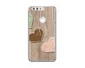 Funda Gel Tpu para Huawei Honor 8 Diseño Corazones Madera Dibujos