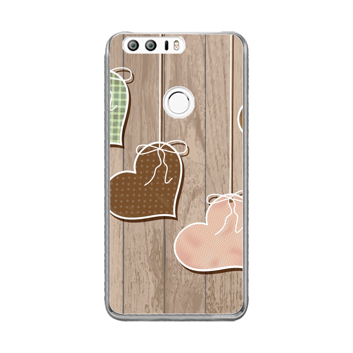 Funda Gel Tpu para Huawei Honor 8 Diseño Corazones Madera Dibujos