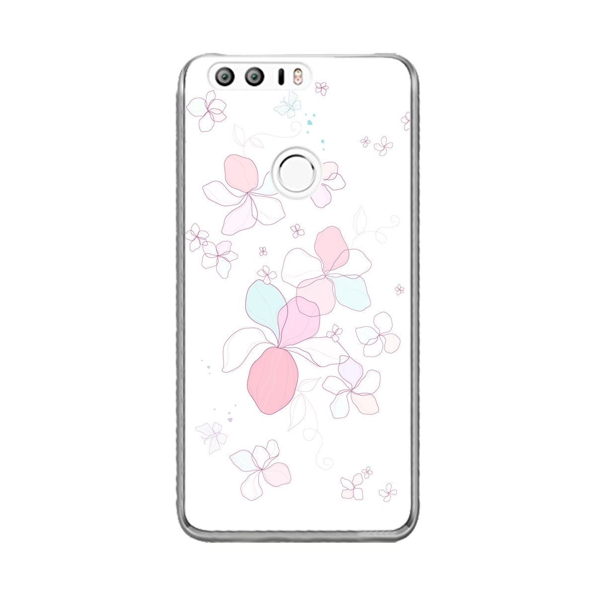 Funda Gel Tpu para Huawei Honor 8 Diseño Flores-Minimal Dibujos