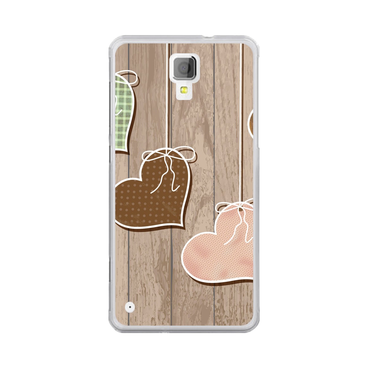 Funda Gel Tpu para Hisense C20 King Kong II Diseño Corazones Madera Dibujos