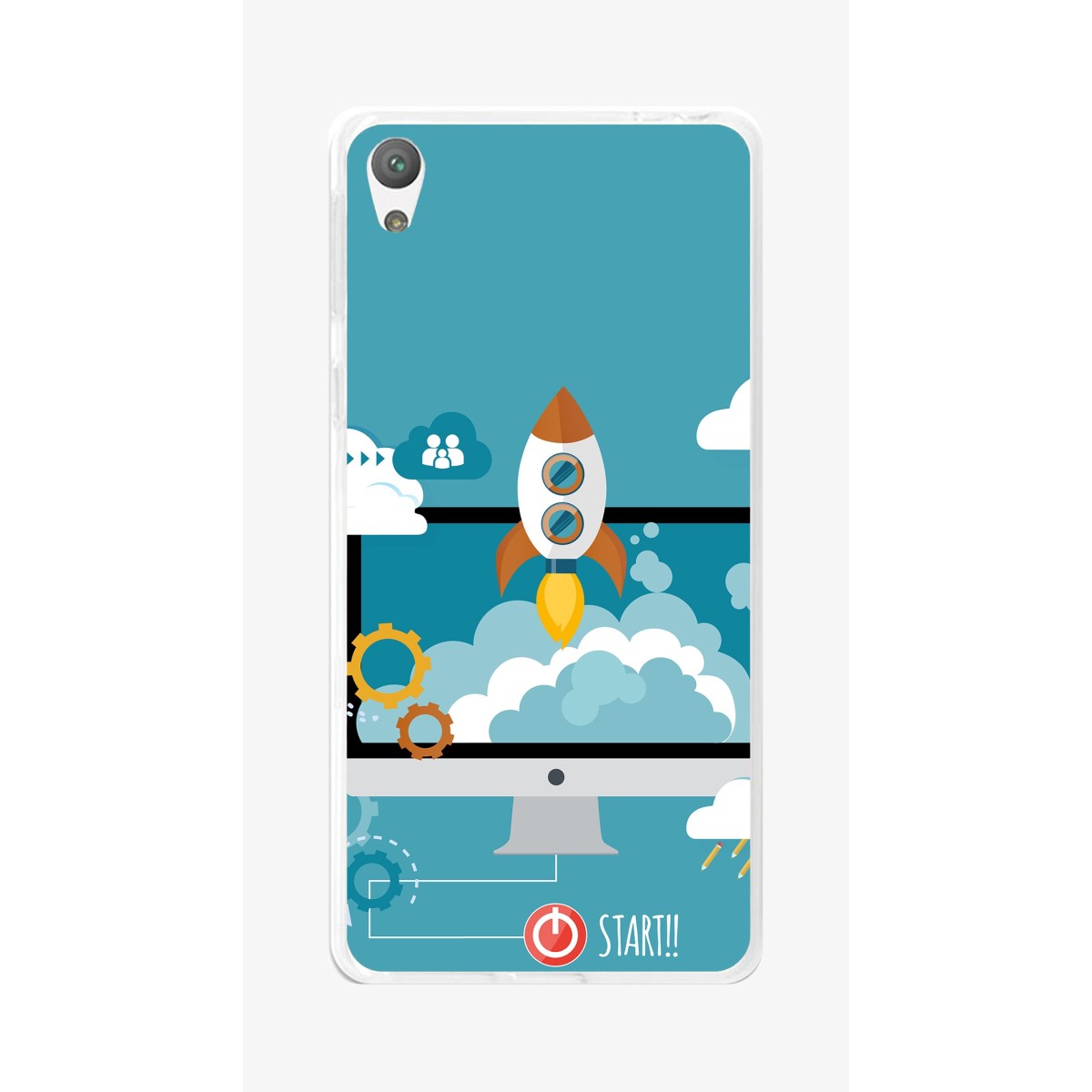 Funda Gel Tpu para Sony Xperia E5 Diseño Cohete Dibujos