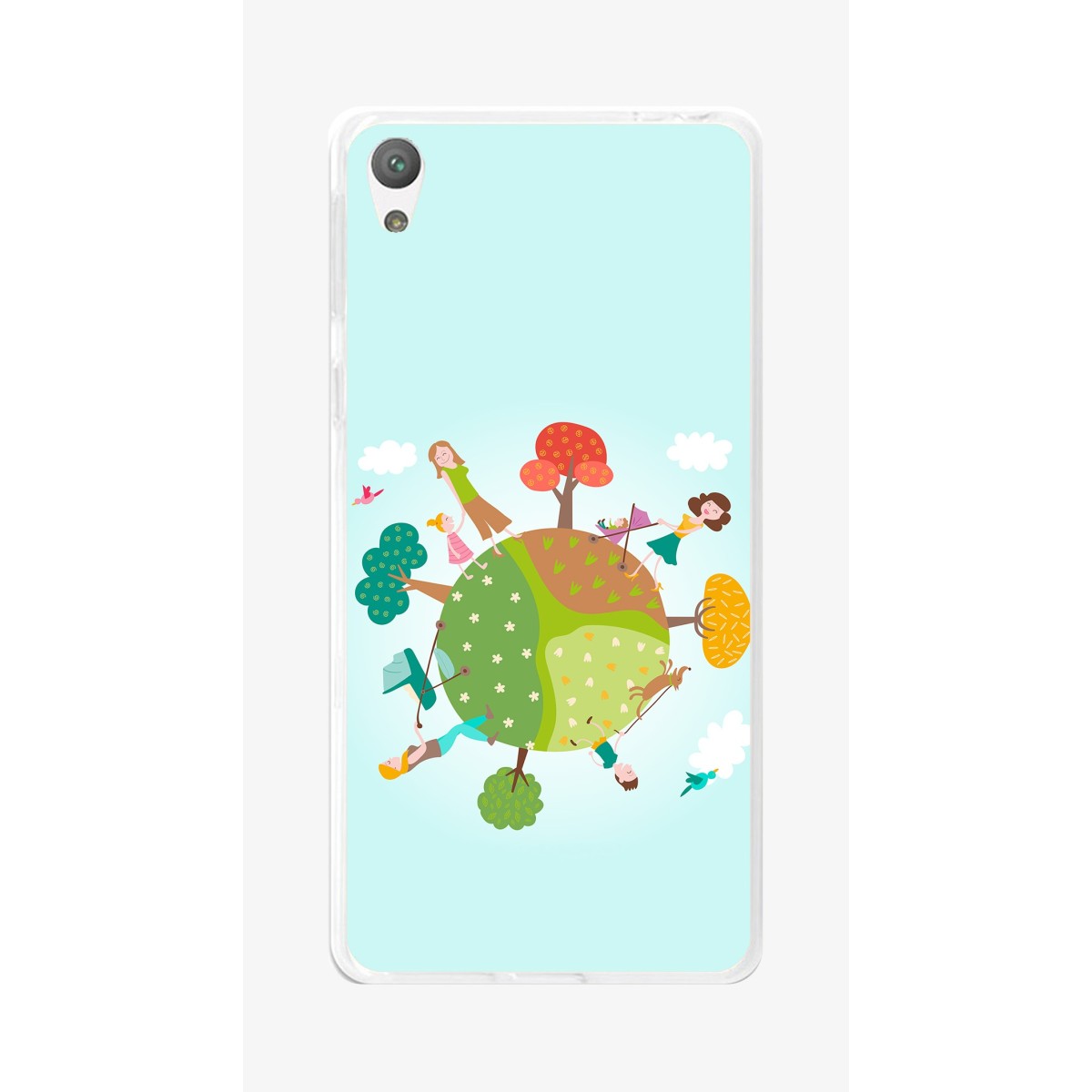 Funda Gel Tpu para Sony Xperia E5 Diseño Familia Dibujos