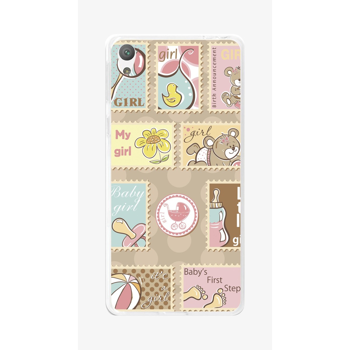 Funda Gel Tpu para Sony Xperia E5 Diseño Sellos Dibujos