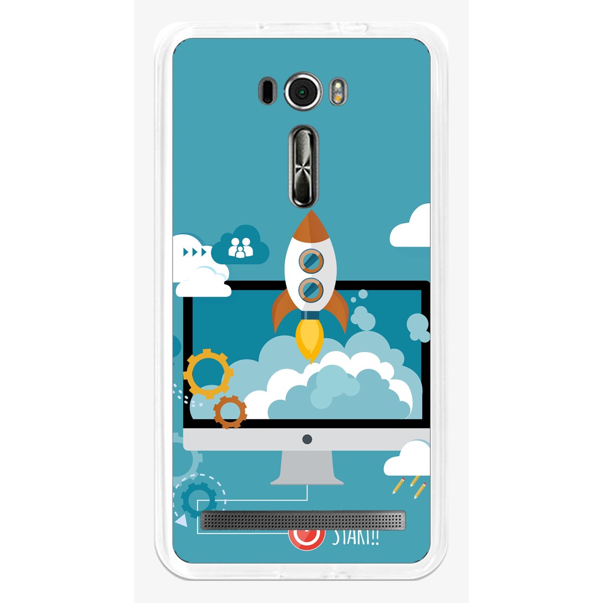 Funda Gel Tpu para Asus Zenfone 2 Laser 6" Ze601Kl Diseño Cohete Dibujos