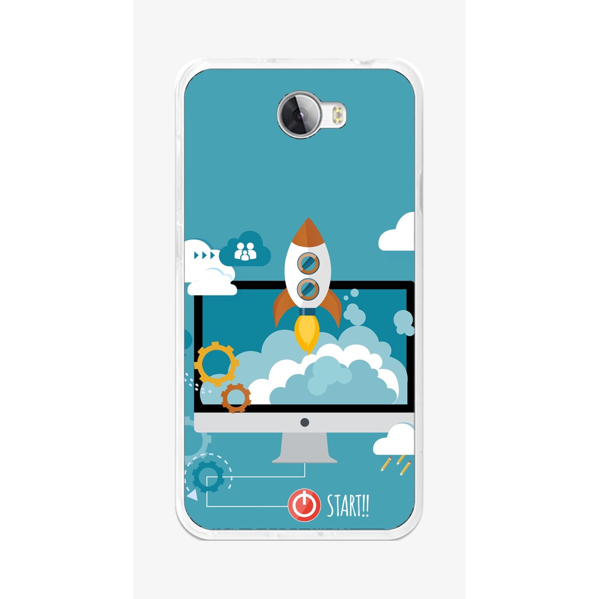 Funda Gel Tpu para Huawei Y5 Ii / Y6 II Compact Diseño Cohete Dibujos