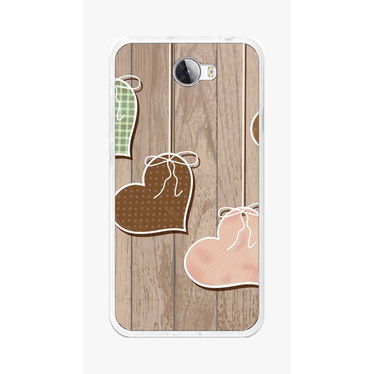 Funda Gel Tpu para Huawei Y5 Ii / Y6 II Compact Diseño Corazones Madera Dibujos