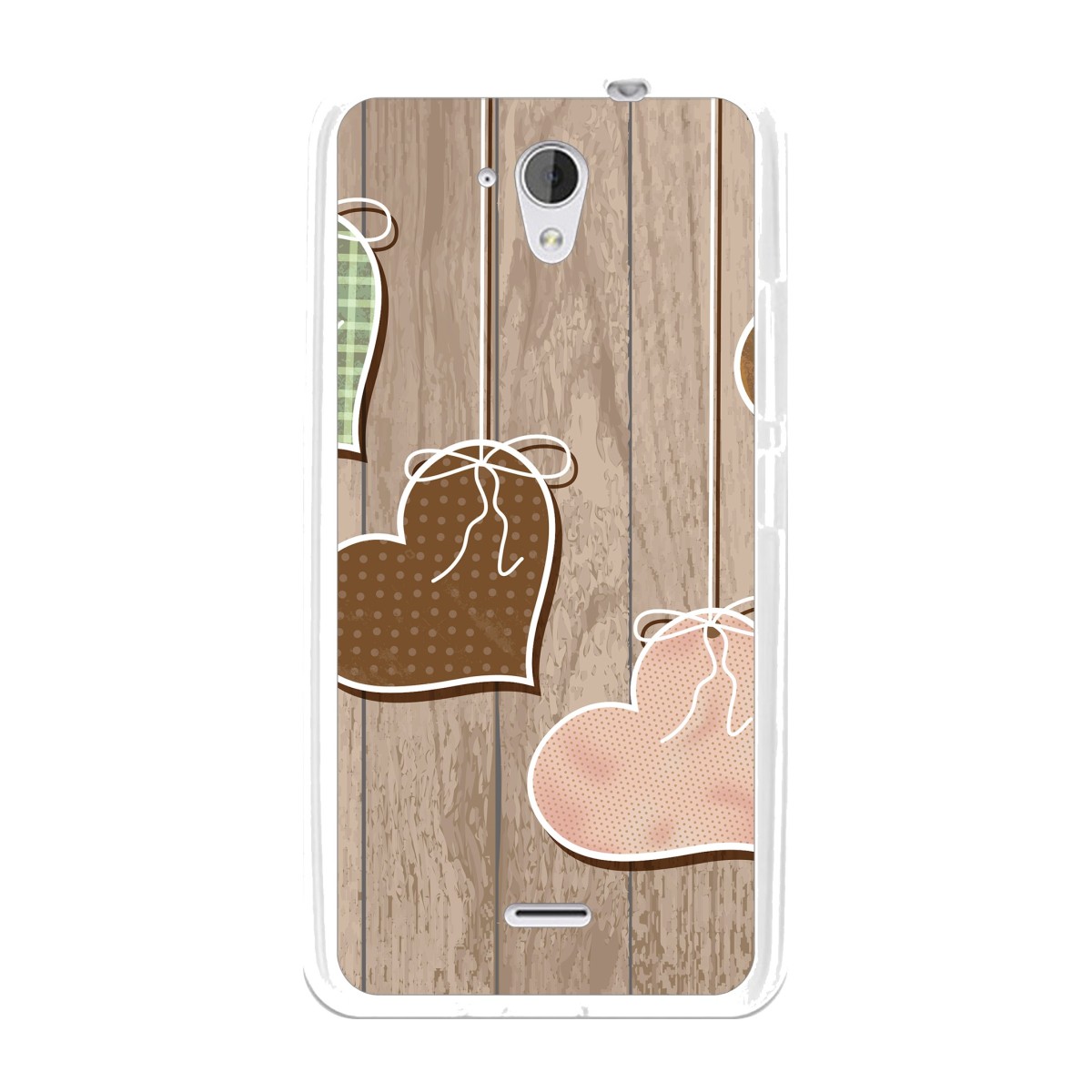 Funda Gel Tpu para Hisense F20 Diseño Corazones Madera Dibujos