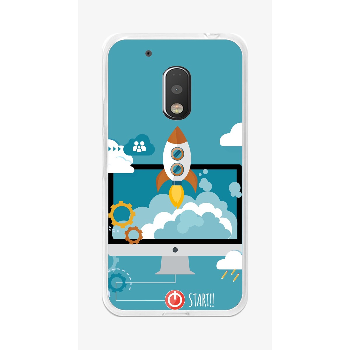 Funda Gel Tpu para Motorola Moto G4 Play Diseño Cohete Dibujos