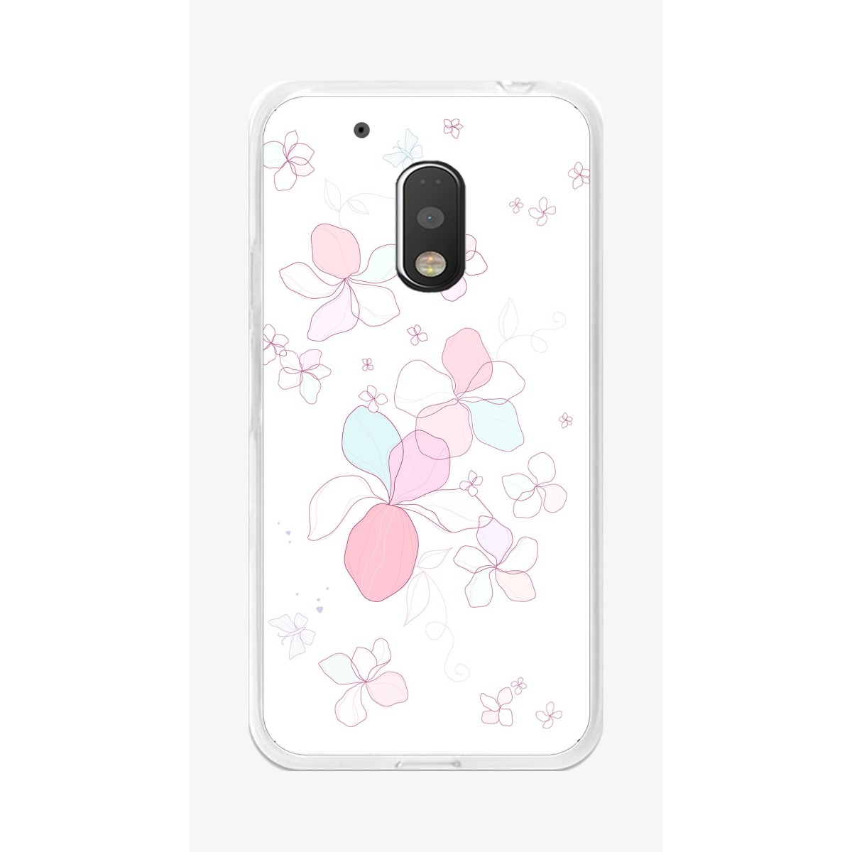 Funda Gel Tpu para Motorola Moto G4 Play Diseño Flores-Minimal Dibujos