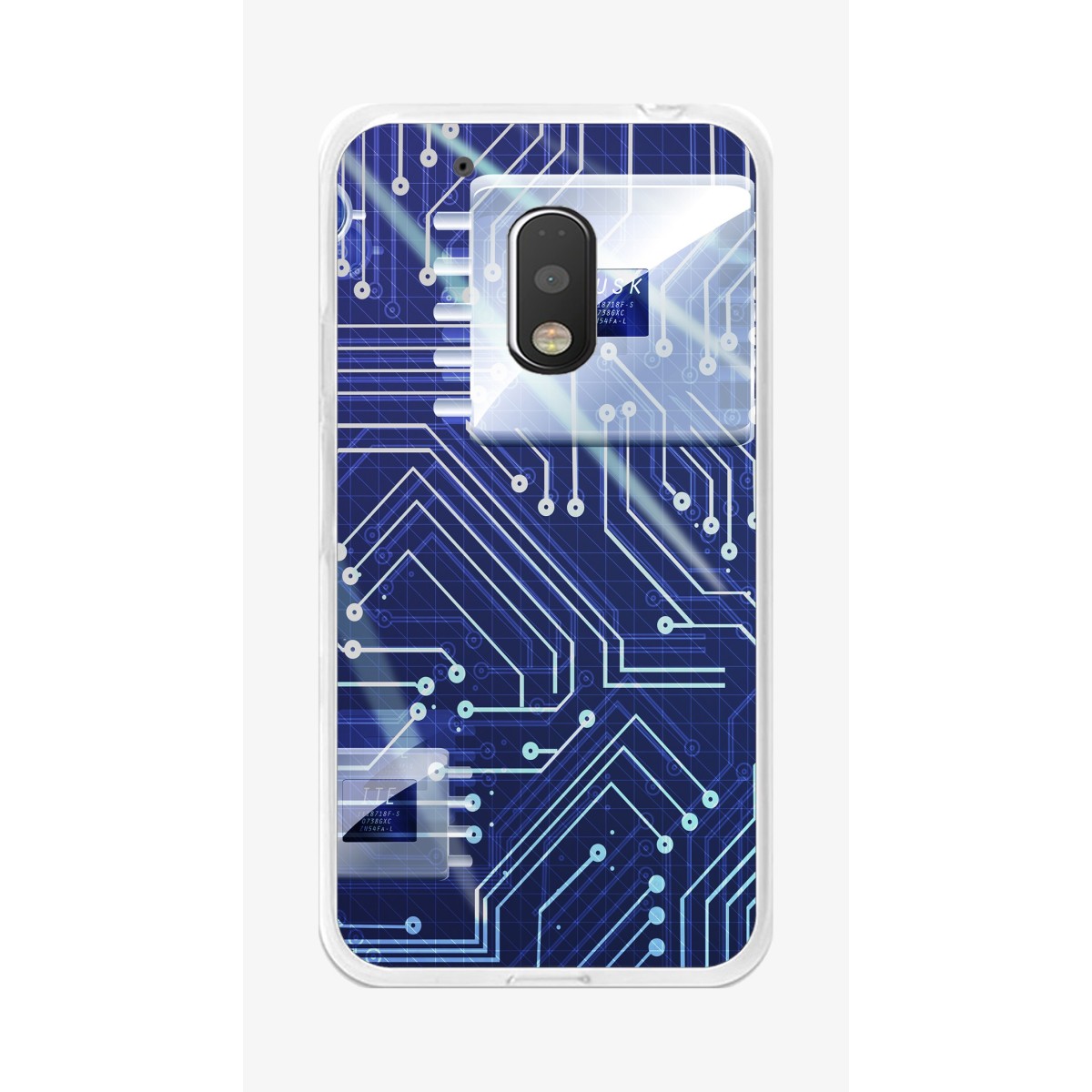 Funda Gel Tpu para Motorola Moto G4 Play Diseño Circuito Dibujos