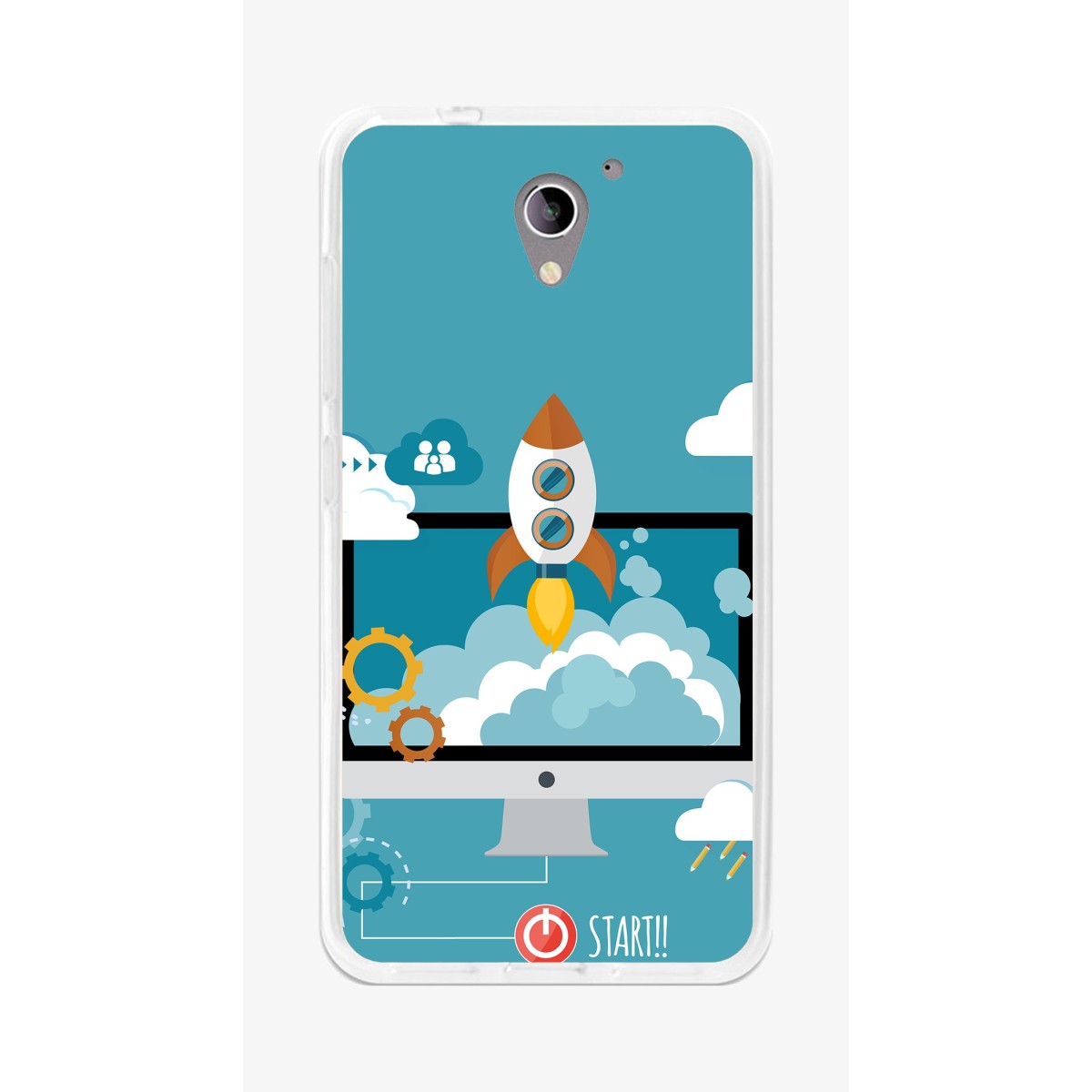 Funda Gel Tpu para Zte Blade A510 Diseño Cohete Dibujos