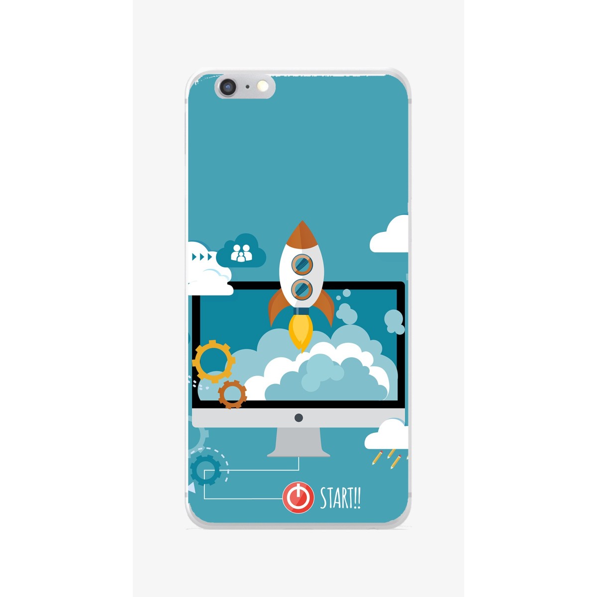 Funda Gel Tpu para Iphone 6 / 6S Diseño Cohete Dibujos