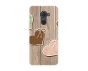Funda Gel Tpu para Vodafone Smart Platinum 7 Diseño Corazones Madera Dibujos