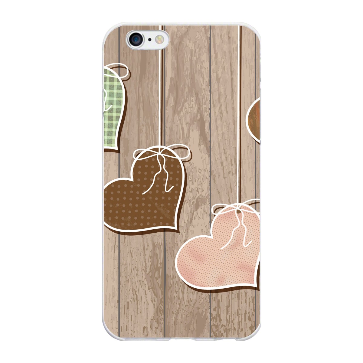 Funda Gel Tpu para Iphone 6 Plus / 6S Plus Diseño Corazones Madera Dibujos