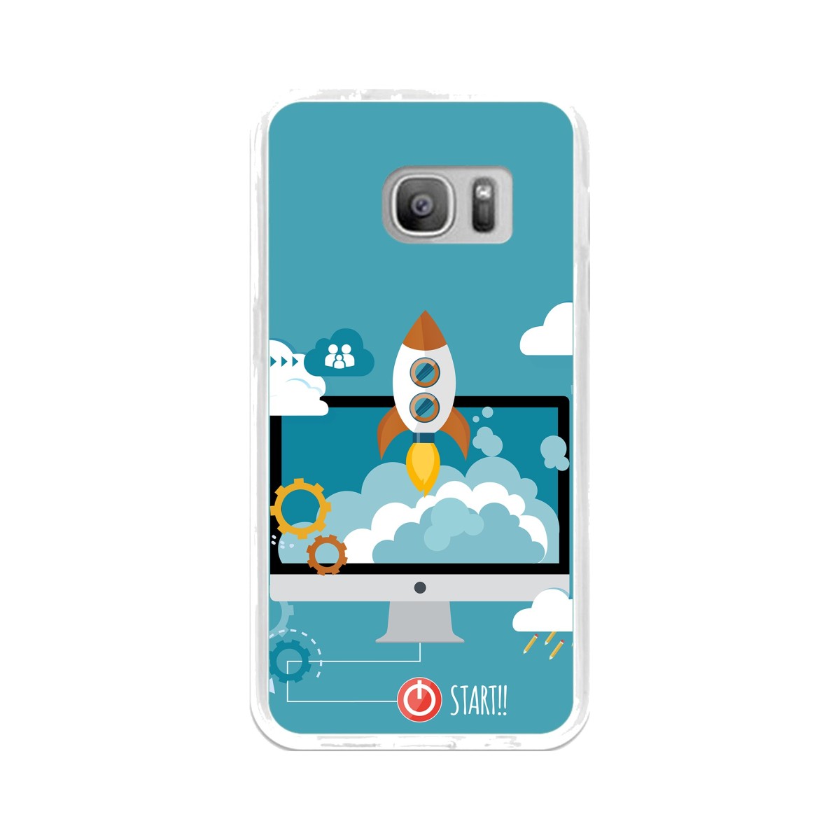 Funda Gel Tpu para Samsung Galaxy S7 Diseño Cohete Dibujos