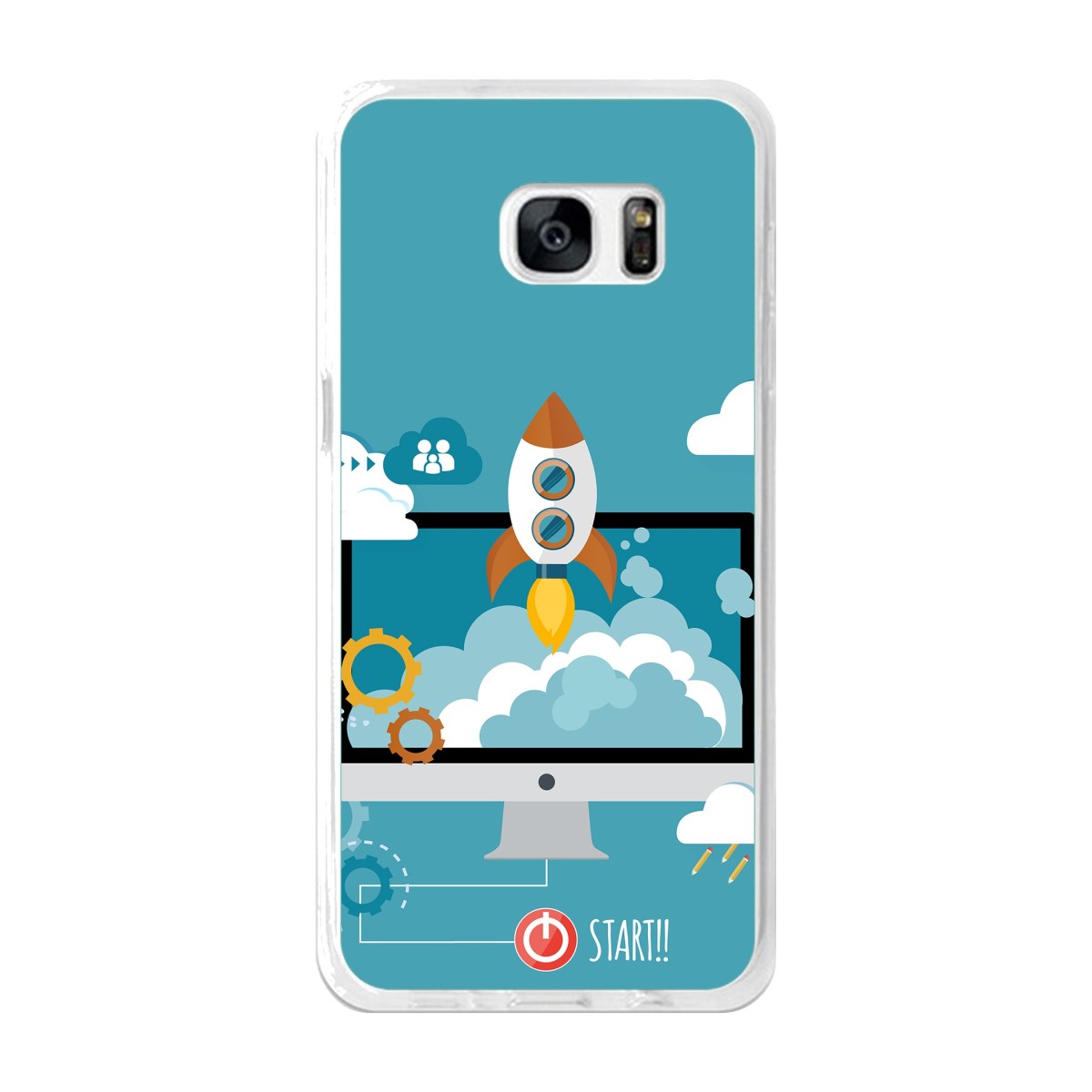 Funda Gel Tpu para Samsung Galaxy S7 Edge Diseño Cohete Dibujos