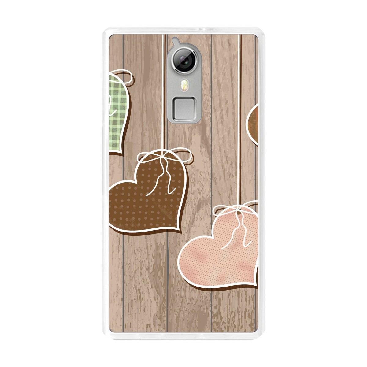 Funda Gel Tpu para Doogee F5 / F5 Pro Diseño Corazones Madera Dibujos