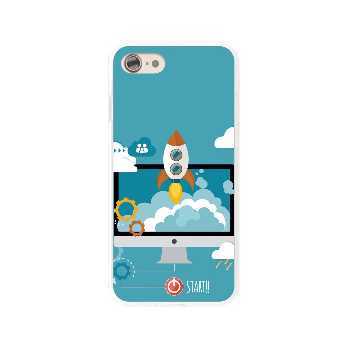 Funda Gel Tpu para Iphone 7 /  8 Diseño Cohete Dibujos