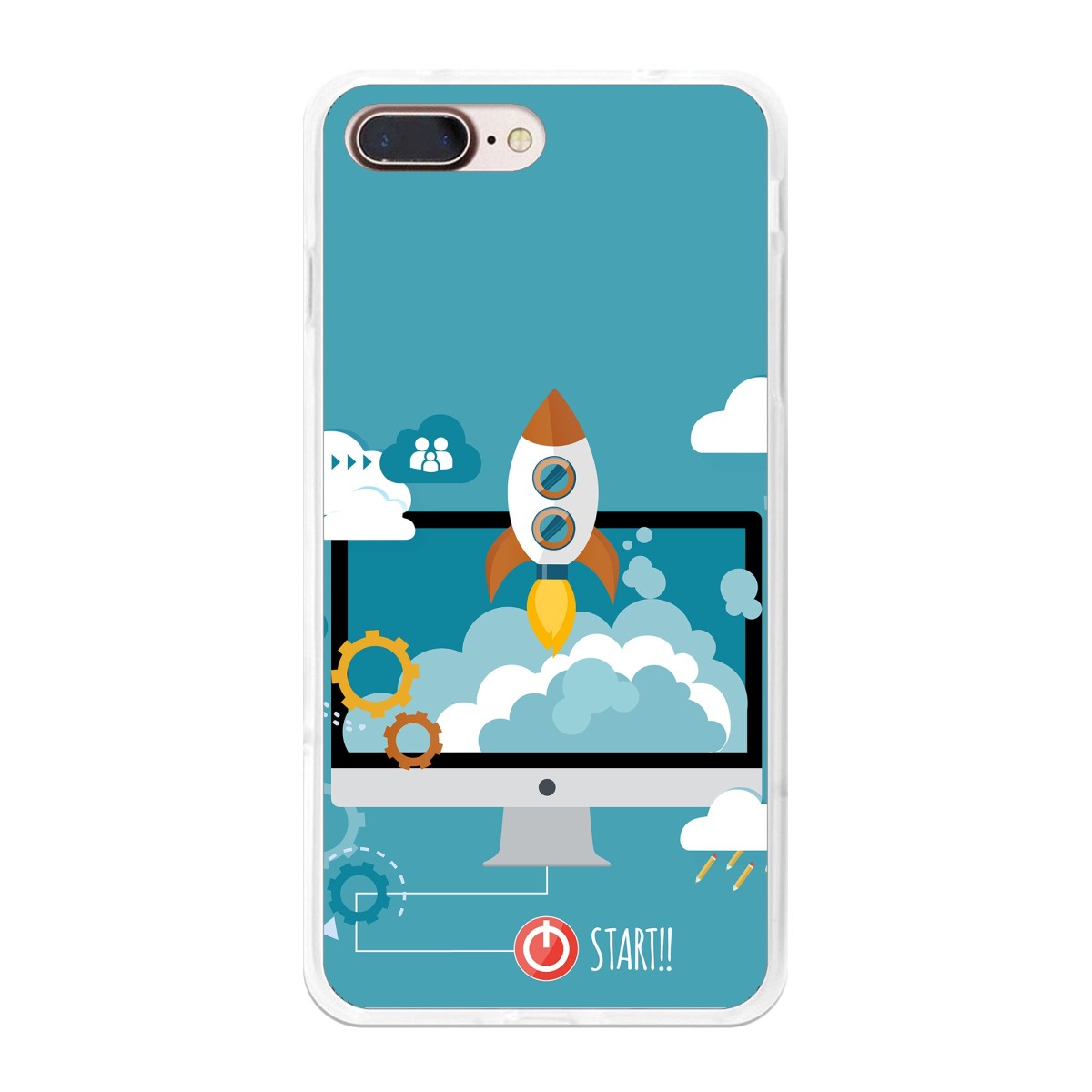 Funda Gel Tpu para Iphone 7 Plus / 8 Plus Diseño Cohete Dibujos