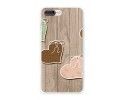 Funda Gel Tpu para Iphone 7 Plus / 8 Plus Diseño Corazones Madera Dibujos