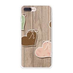 Funda Gel Tpu para Iphone 7 Plus / 8 Plus Diseño Corazones Madera Dibujos