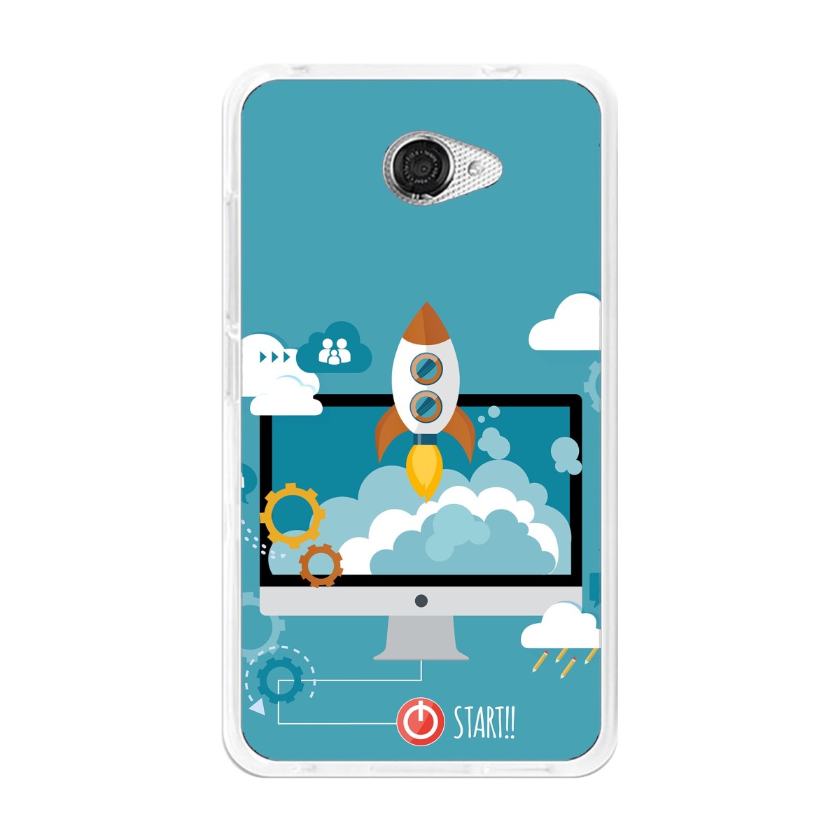 Funda Gel Tpu para Vodafone Smart Ultra 7 Diseño Cohete Dibujos