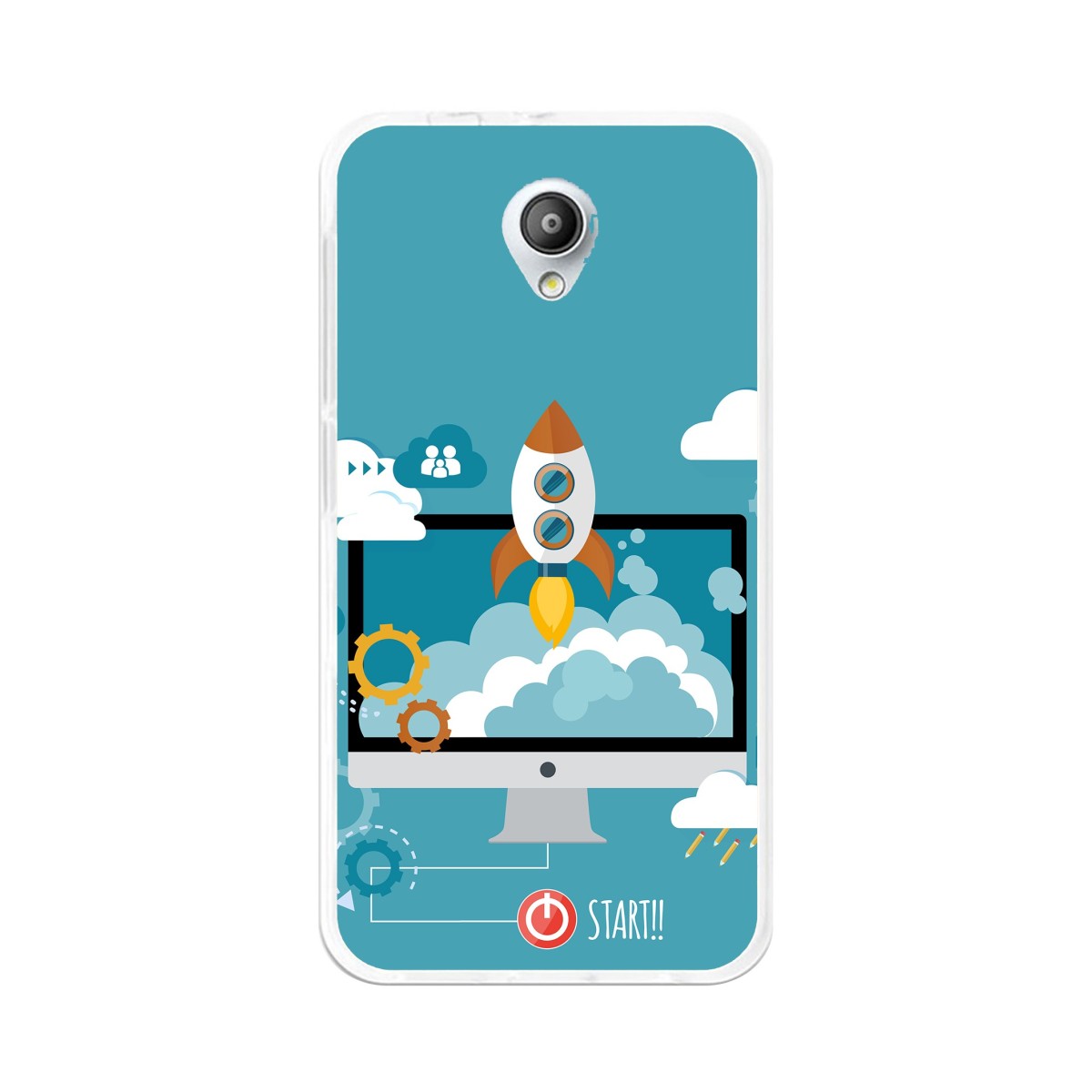 Funda Gel Tpu para Vodafone Smart Prime 7 Diseño Cohete Dibujos