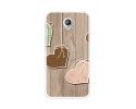 Funda Gel Tpu para Vodafone Smart Prime 7 Diseño Corazones Madera Dibujos