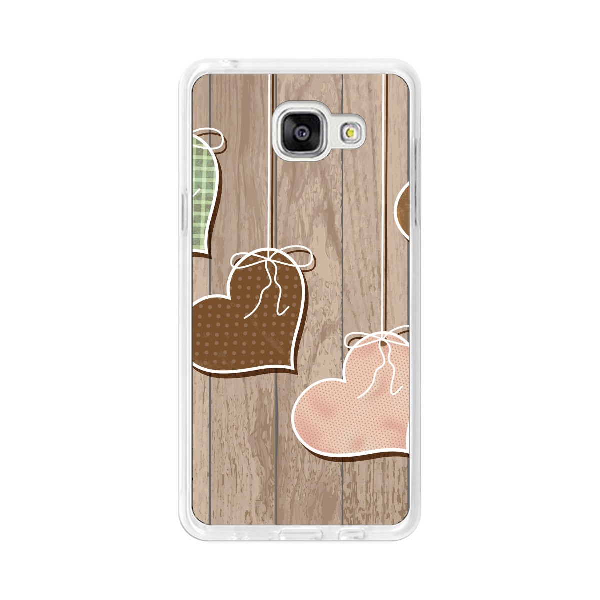 Funda Gel Tpu para Samsung Galaxy A5 (2016) Diseño Corazones Madera Dibujos