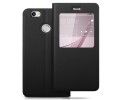 Funda Soporte Piel Negra Con Ventana para Huawei Nova Flip Libro