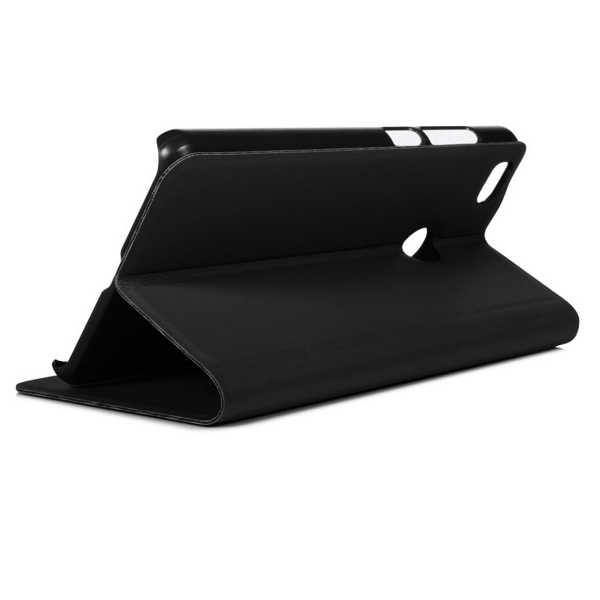 Funda Soporte Piel Negra Con Ventana para Huawei Nova Flip Libro