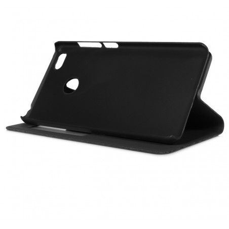 Funda Soporte Piel Negra Con Ventana para Huawei Nova Flip Libro