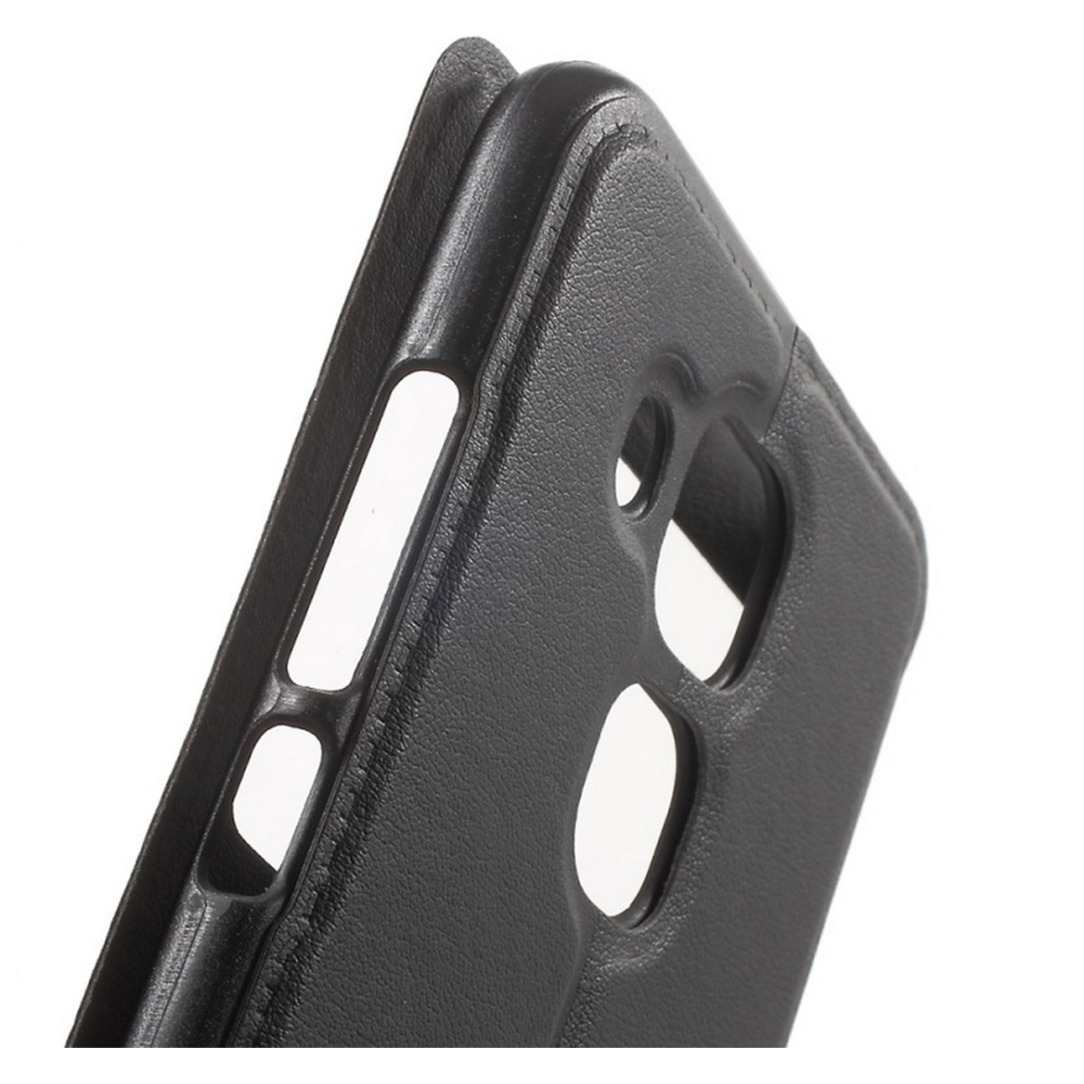 Funda Soporte Piel Negra Con Ventana para Huawei Nova Plus Flip Libro