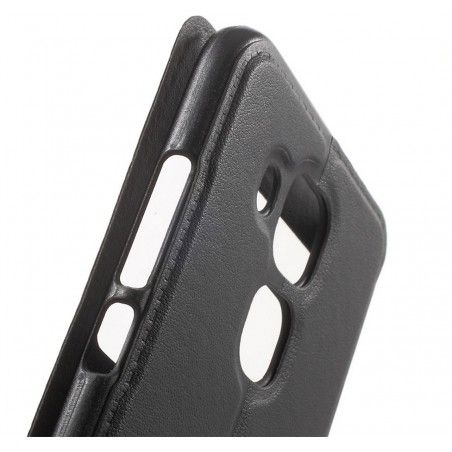 Funda Soporte Piel Negra Con Ventana para Huawei Nova Plus Flip Libro