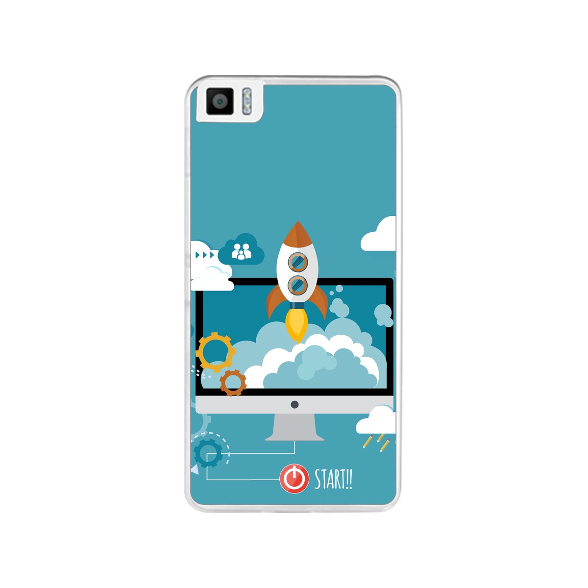 Funda Gel Tpu para Bq Aquaris M4.5 Diseño Cohete Dibujos