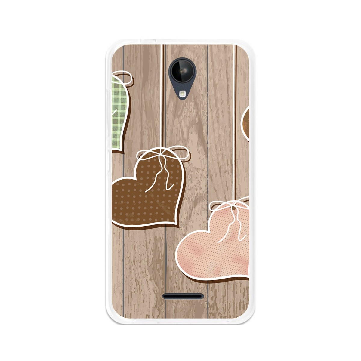 Funda Gel Tpu para Zte Blade A310 Diseño Corazones Madera Dibujos